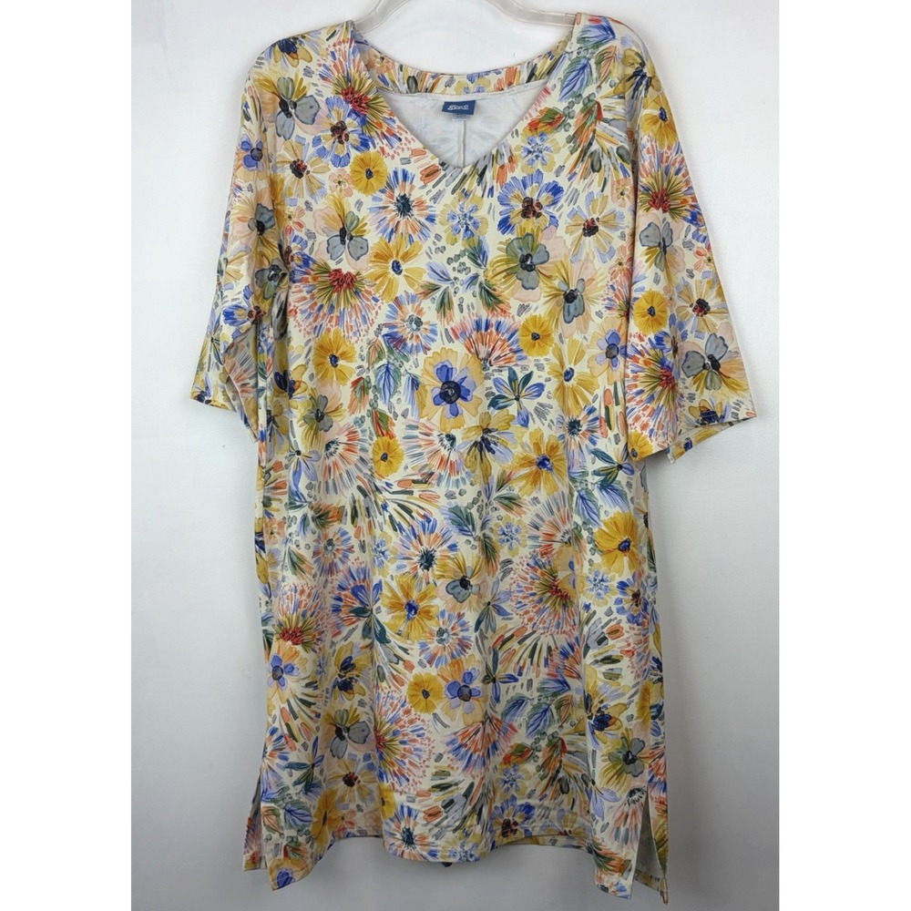 RipSkirt Hawaii Women Medium Mini Dress Short Cover Up Floral Watercolor Stretch
